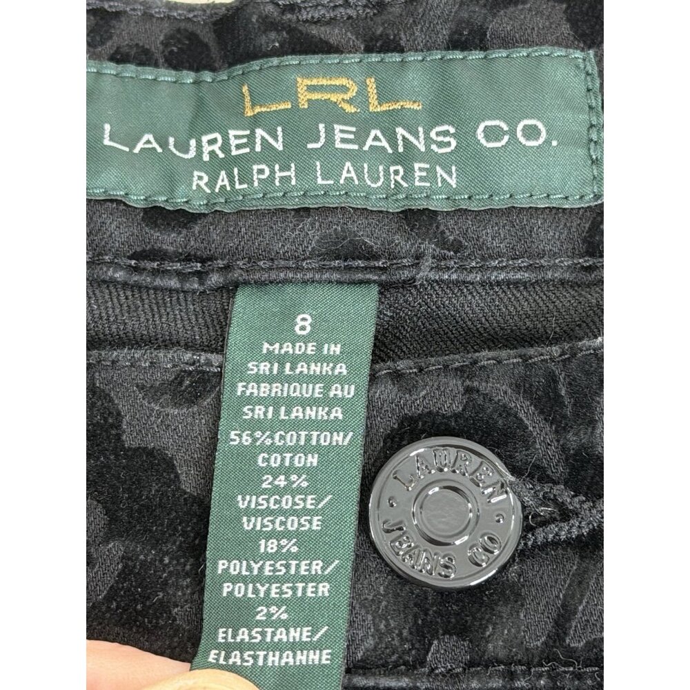 Lauren Ralph Lauren Sz 8 (Actual 30x30) Velvet Floral Pants Straight Stretch EUC - Picture 2 of 11
